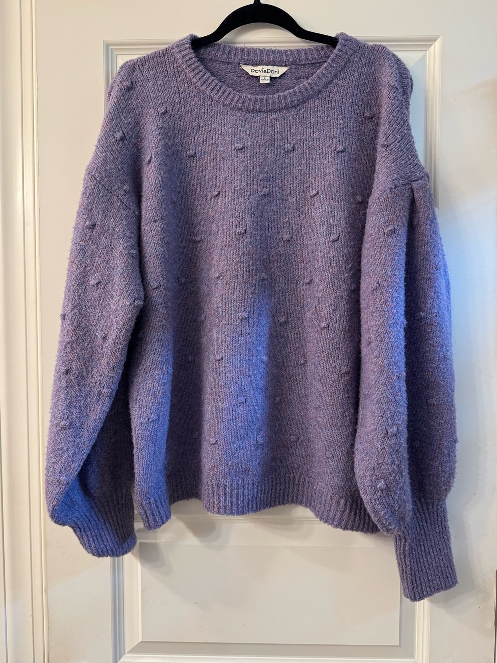 David & Dani Lavender Purple Textured Knit Sweater | Cozy Pullover | Size: L